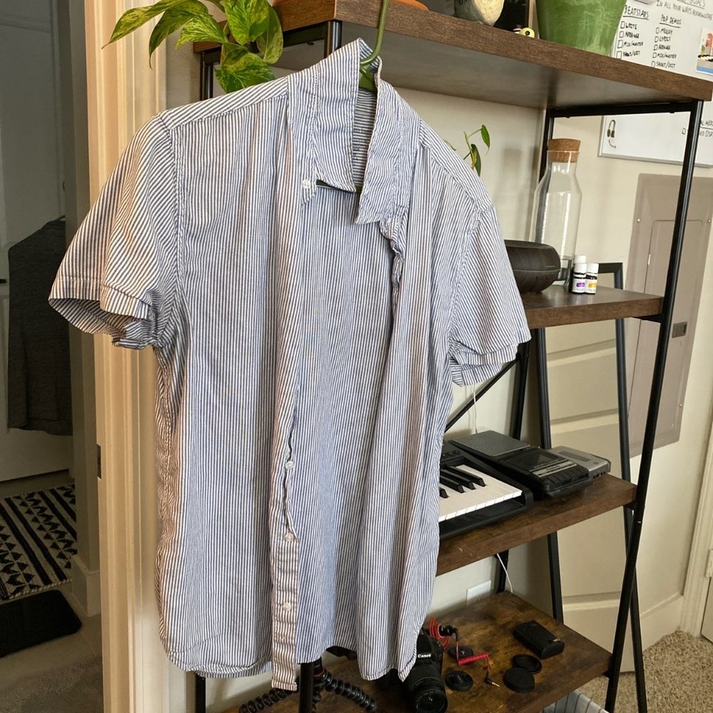 Save Khaki - Striped Short Sleeve Button Down